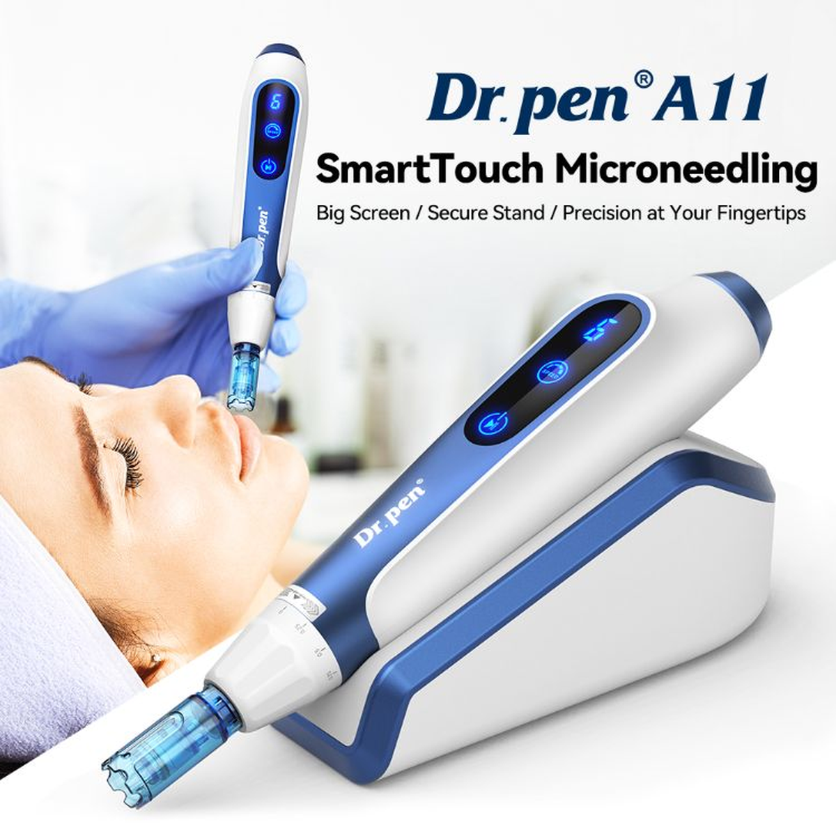 Dr. Pen A11 med touchskærm og holder samt demonstration af professionel brug